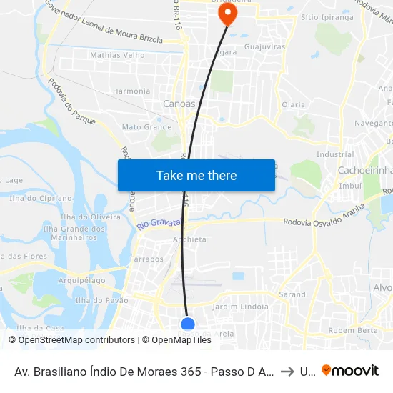 Av. Brasiliano Índio De Moraes 365 - Passo D Areia Porto Alegre - Rs 91030-001 Brasil to Ulbra map