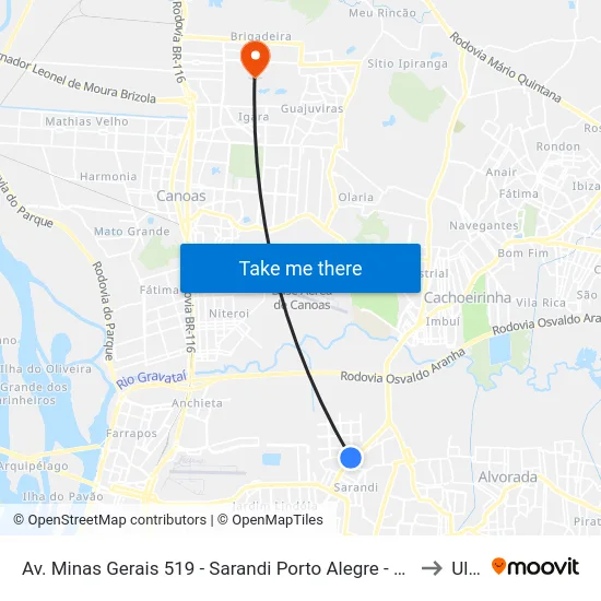 Av. Minas Gerais 519 - Sarandi Porto Alegre - Rs 91110-480 Brasil to Ulbra map