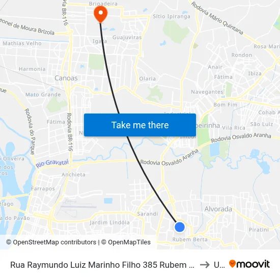 Rua Raymundo Luiz Marinho Filho 385 Rubem Berta Porto Alegre - Rs 91180-205 Brasil to Ulbra map
