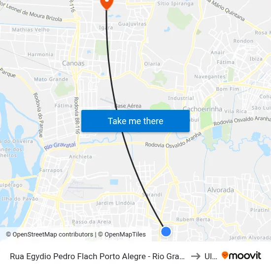 Rua Egydio Pedro Flach Porto Alegre - Rio Grande Do Sul 91240 Brasil to Ulbra map