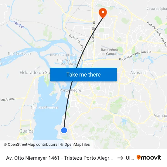 Av. Otto Niemeyer 1461 - Tristeza Porto Alegre - Rs 91910-001 Brasil to Ulbra map