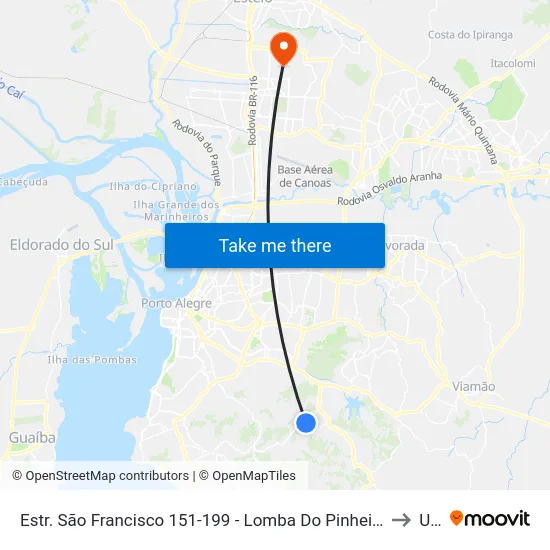 Estr. São Francisco 151-199 - Lomba Do Pinheiro Porto Alegre - Rs 91550-250 Brasil to Ulbra map