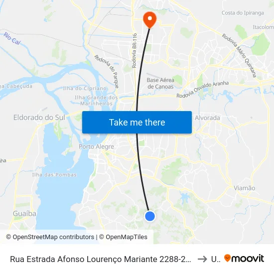 Rua Estrada Afonso Lourenço Mariante 2288-2302 - Lomba Do Pinheiro Porto Alegre - Rs 91787-260 Brasil to Ulbra map