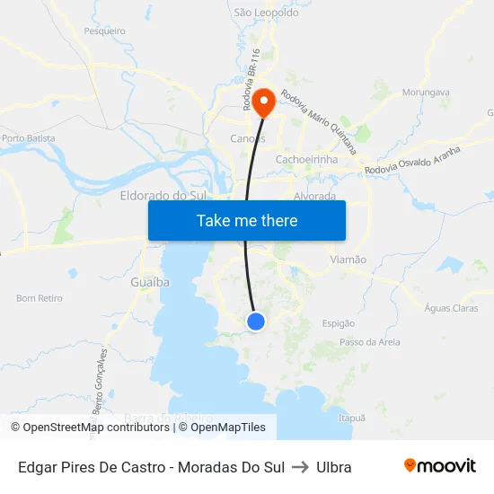 Edgar Pires De Castro - Moradas Do Sul to Ulbra map