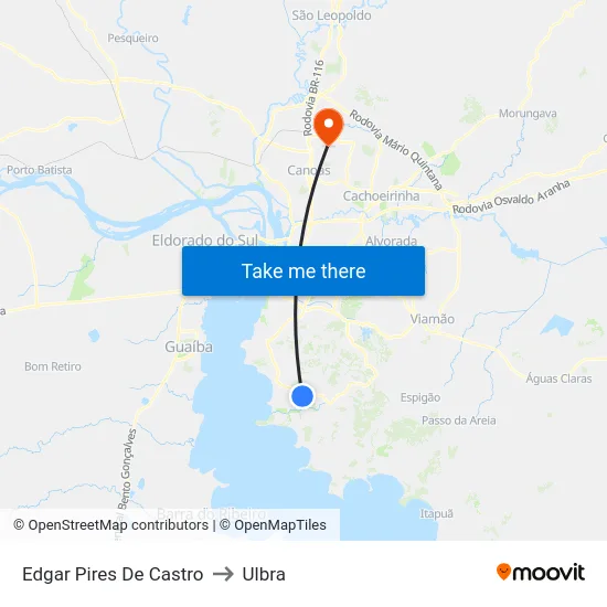 Edgar Pires De Castro to Ulbra map