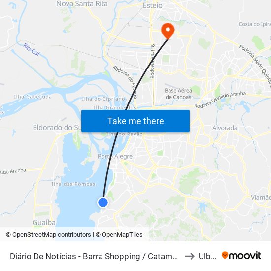 Diário De Notícias - Barra Shopping / Catamarã to Ulbra map