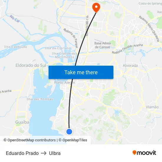 Eduardo Prado to Ulbra map