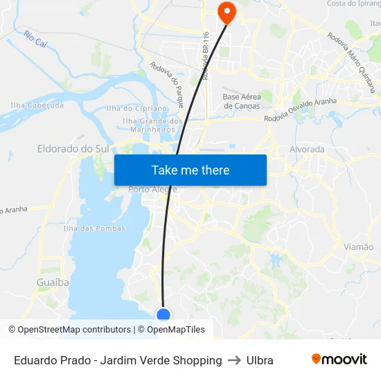 Eduardo Prado - Jardim Verde Shopping to Ulbra map