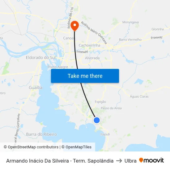 Armando Inácio Da Silveira - Term. Sapolândia to Ulbra map