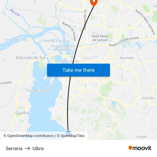 Serraria to Ulbra map