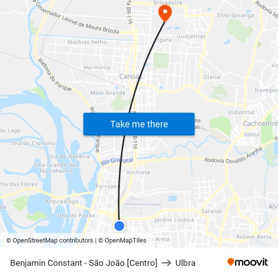 Benjamin Constant - São João [Centro] to Ulbra map