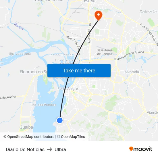 Diário De Notícias to Ulbra map
