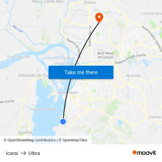 Icaraí to Ulbra map