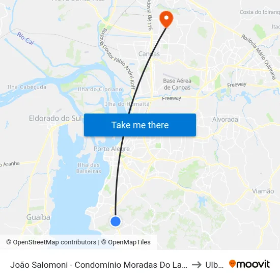 João Salomoni - Condomínio Moradas Do Lago to Ulbra map