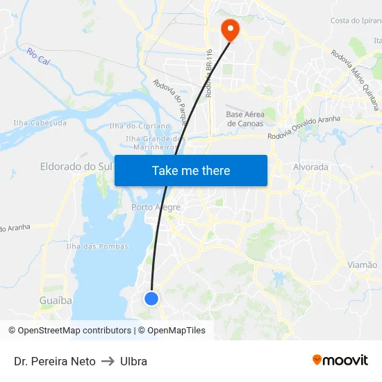 Dr. Pereira Neto to Ulbra map