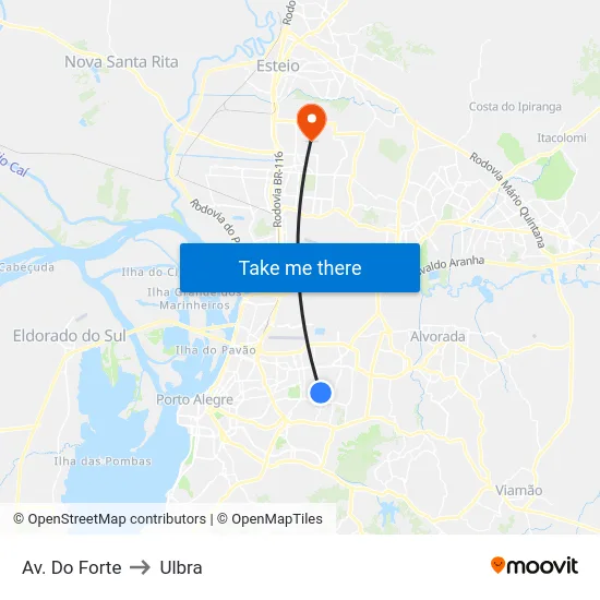Av. Do Forte to Ulbra map