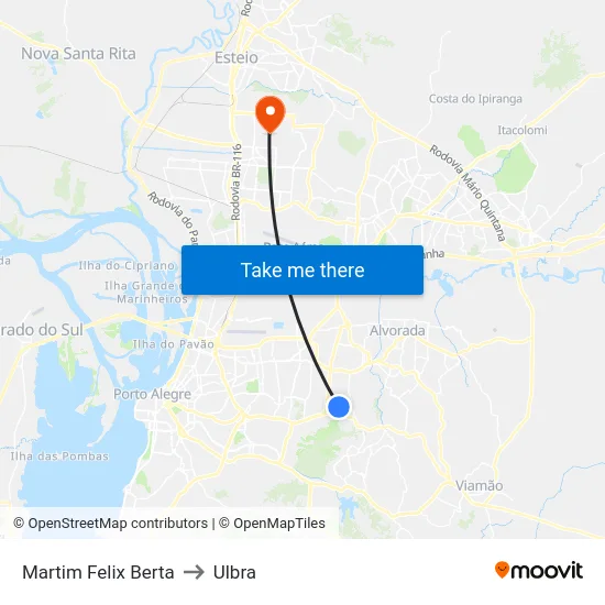 Martim Felix Berta to Ulbra map