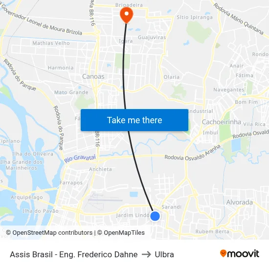 Assis Brasil - Eng. Frederico Dahne to Ulbra map