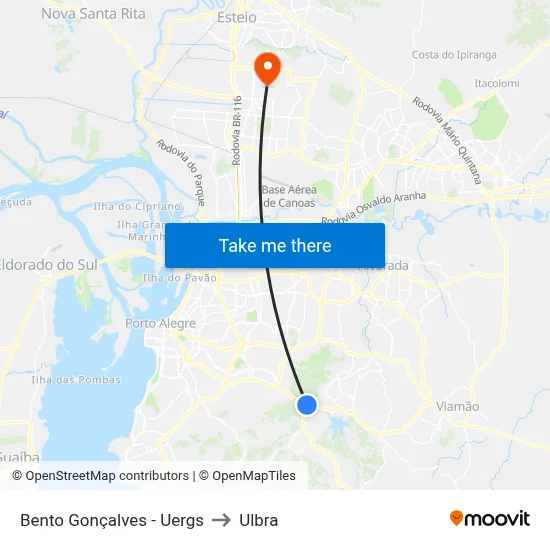 Bento Gonçalves - Uergs to Ulbra map