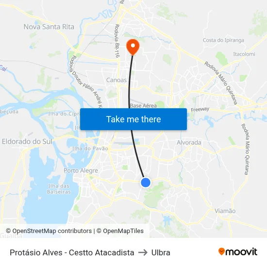 Protásio Alves - Cestto Atacadista to Ulbra map