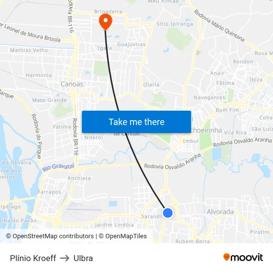 Plínio Kroeff to Ulbra map