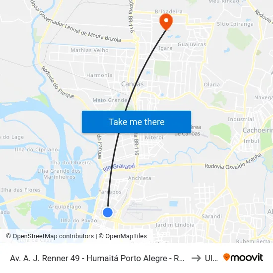 Av. A. J. Renner 49 - Humaitá Porto Alegre - Rs 90245-000 Brasil to Ulbra map
