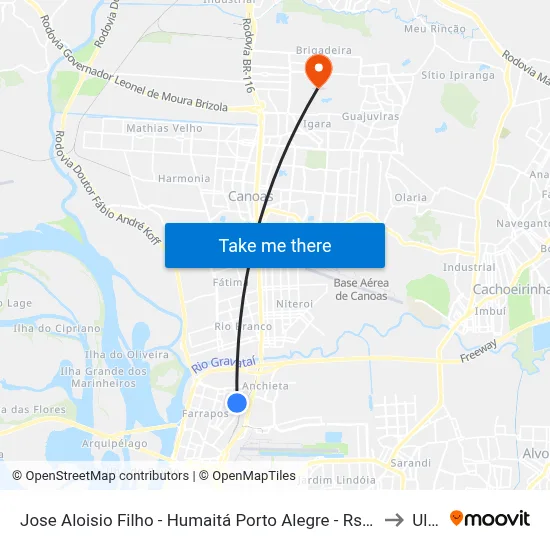 Jose Aloisio Filho - Humaitá Porto Alegre - Rs 90250-030 Brasil to Ulbra map