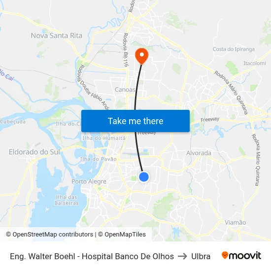 Eng. Walter Boehl - Hospital Banco De Olhos to Ulbra map
