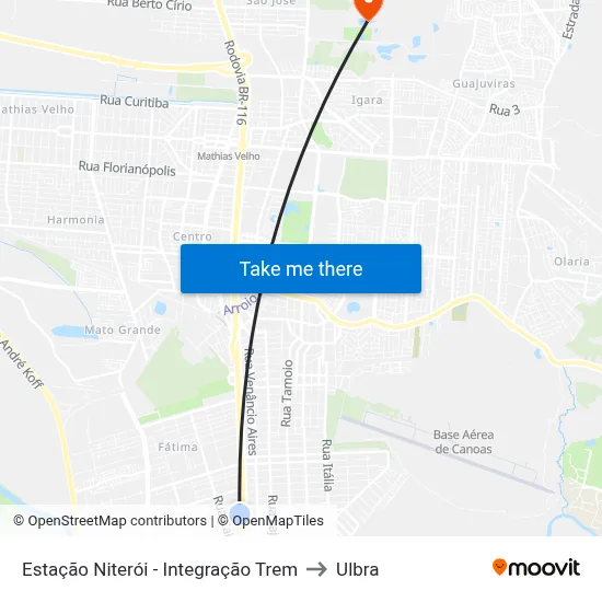 Estação Niterói - Integração Trem to Ulbra map