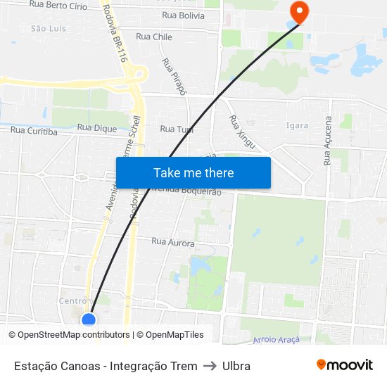 Estação Canoas - Integração Trem to Ulbra map