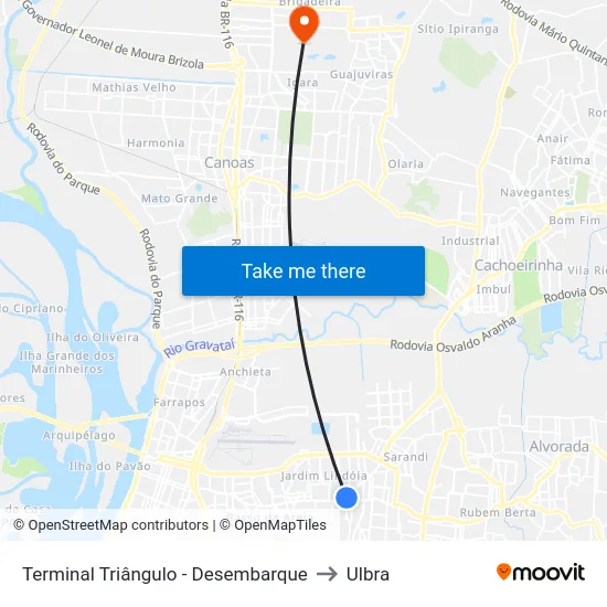 Terminal Triângulo - Desembarque to Ulbra map