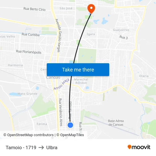 Tamoio - 1719 to Ulbra map