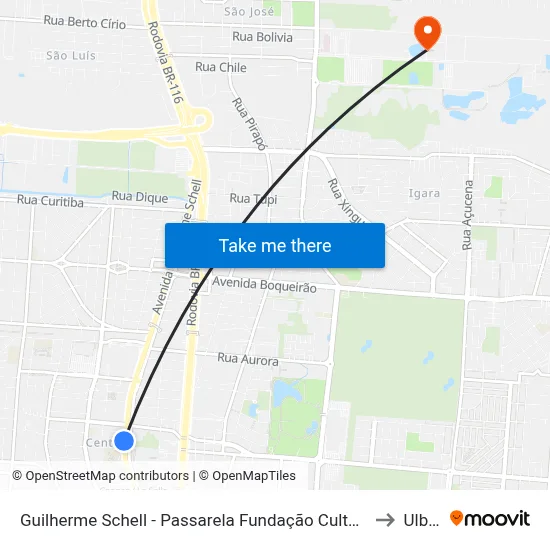 Guilherme Schell - Passarela Fundação Cultural to Ulbra map
