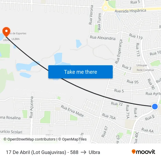 17 De Abril (Lot Guajuviras) - 588 to Ulbra map