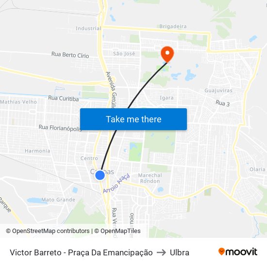 Victor Barreto - Praça Da Emancipação to Ulbra map