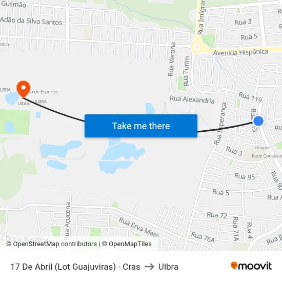 17 De Abril (Lot Guajuviras) - Cras to Ulbra map