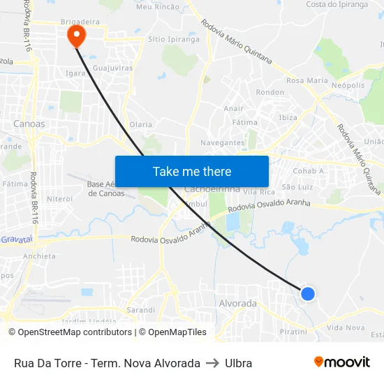 Rua Da Torre - Term. Nova Alvorada to Ulbra map