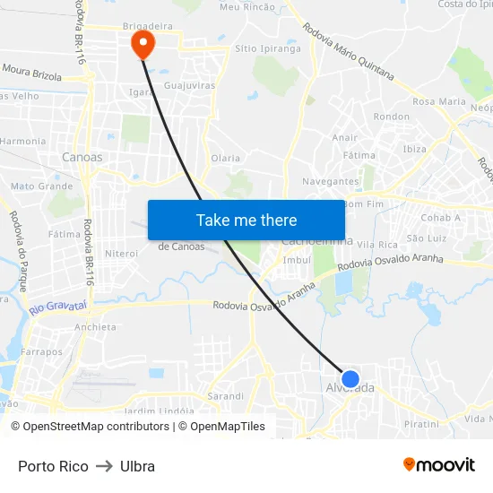 Porto Rico to Ulbra map