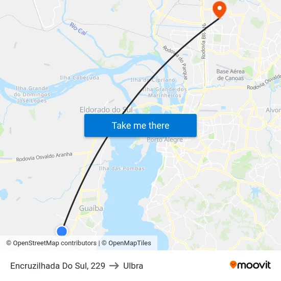 Encruzilhada Do Sul, 229 to Ulbra map