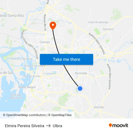 Elmira Pereira Silveira to Ulbra map