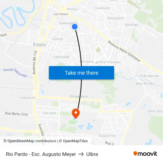 Rio Pardo - Esc. Augusto Meyer to Ulbra map