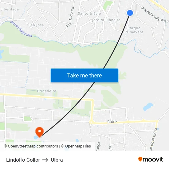 Lindolfo Collor to Ulbra map