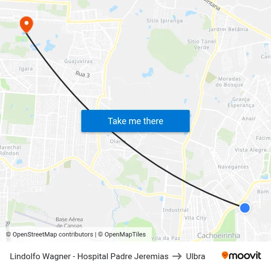 Lindolfo Wagner - Hospital Padre Jeremias to Ulbra map