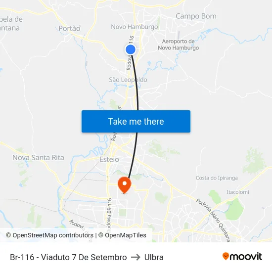 Br-116 - Viaduto 7 De Setembro to Ulbra map