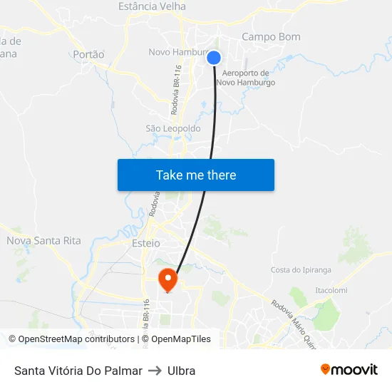 Santa Vitória Do Palmar to Ulbra map