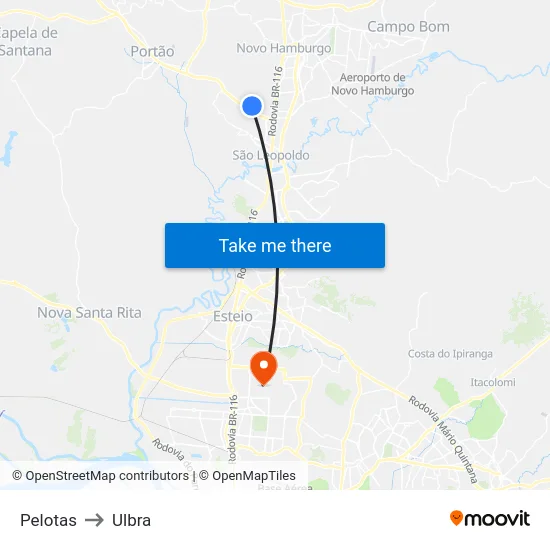 Pelotas to Ulbra map