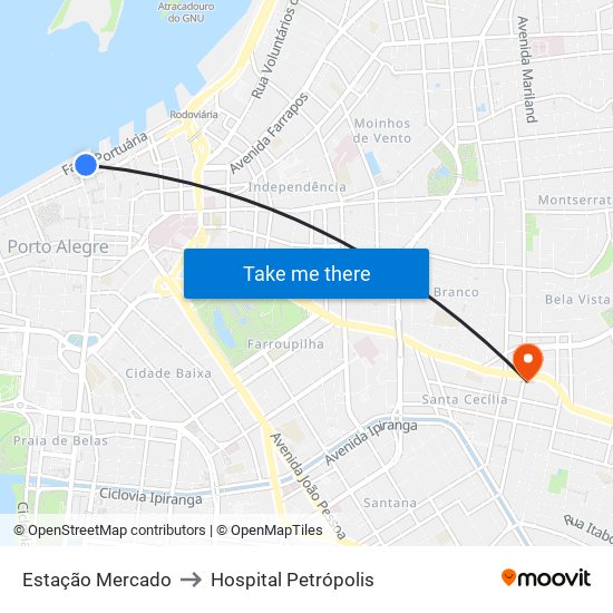 Estação Mercado to Hospital Petrópolis map