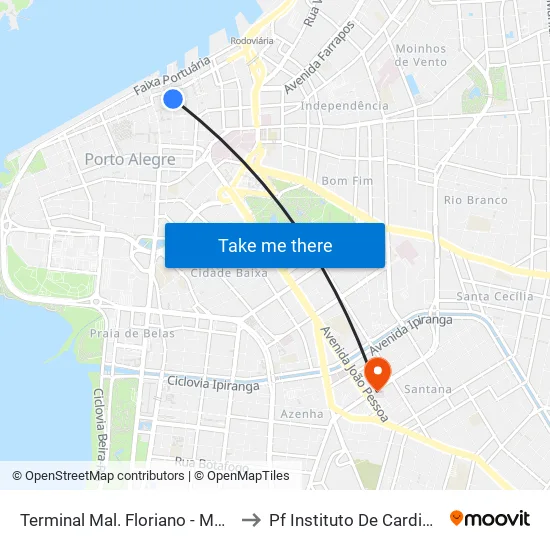 Terminal Mal. Floriano - Mercado to Pf Instituto De Cardiologia map