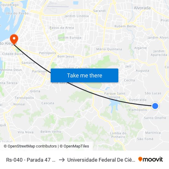 Rs-040 - Parada 47 (São Lucas) to Universidade Federal De Ciências Da Saúde map