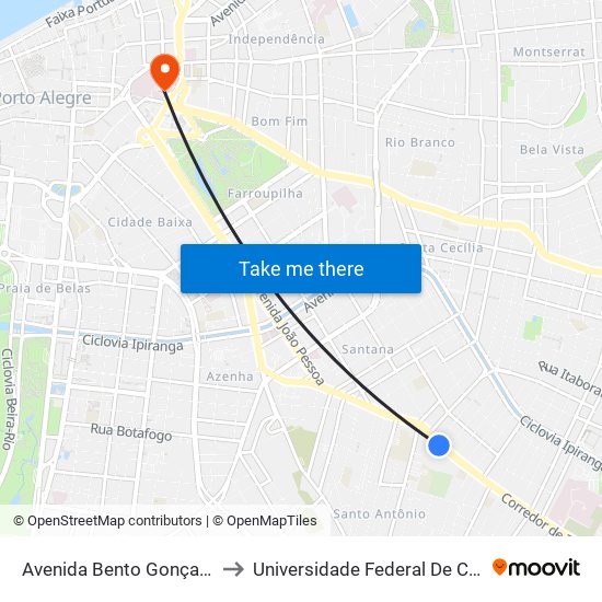 Avenida Bento Gonçalves, 1515 Tnn to Universidade Federal De Ciências Da Saúde map